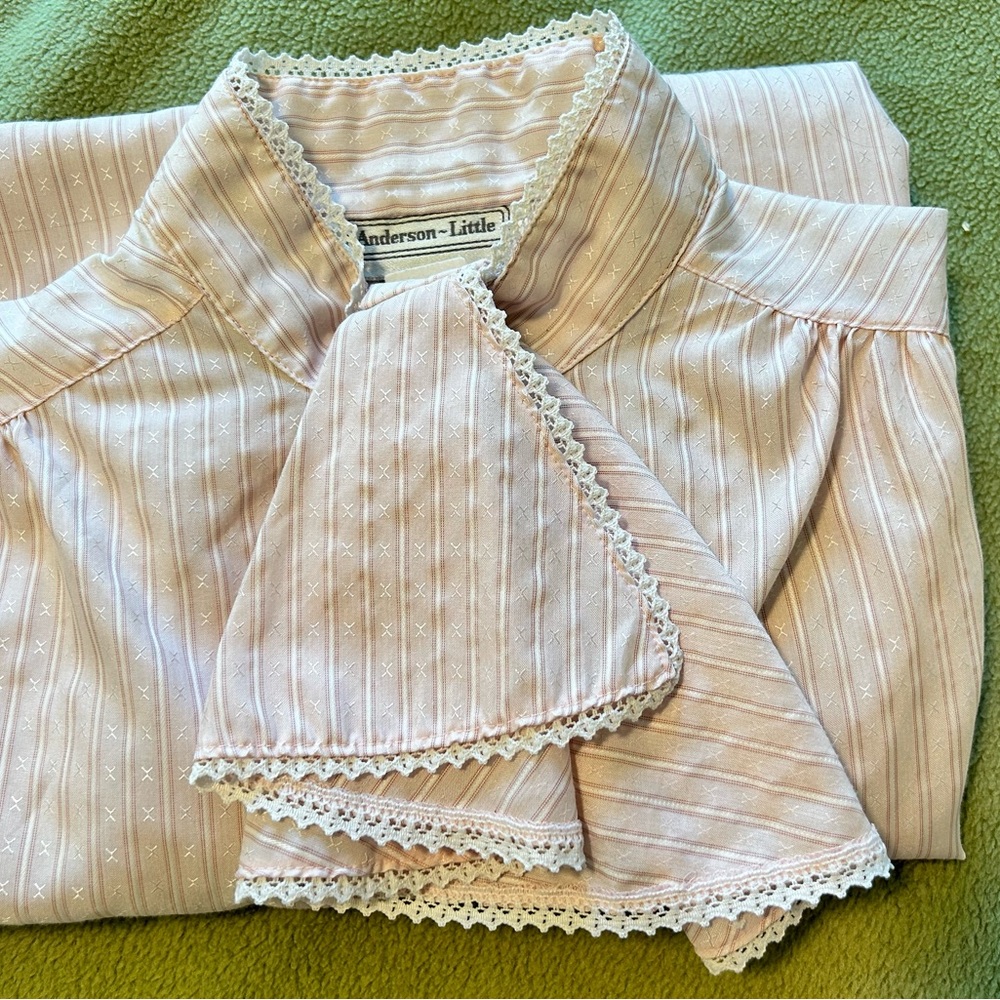 Anderson-Little Pink Blouse with Lace Detail